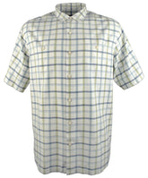 Men's Peninsula Plaid Camp Short Sleeve Shirt (Small, Bright White)